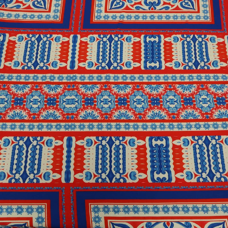 Red, Blue and Nude Arabesque Printed Fabric High-low unclassified dresses