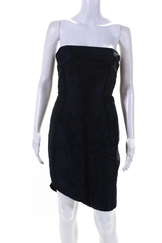 Redux Charles Chang-Lima Womens Strapless Satin Flare Sheath Dress Navy Fashionable unclassified dresses