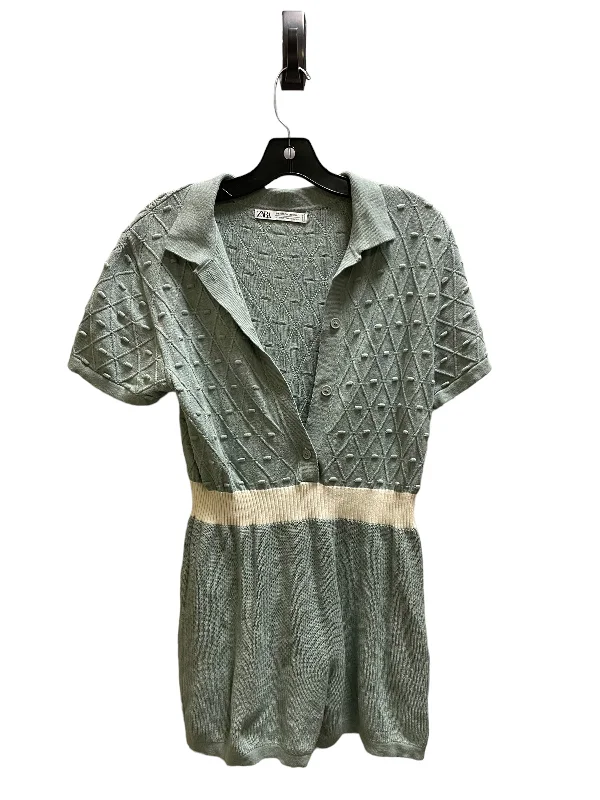 Romper By Zara Women In Green, Size: S Soft fabric unclassified dresses