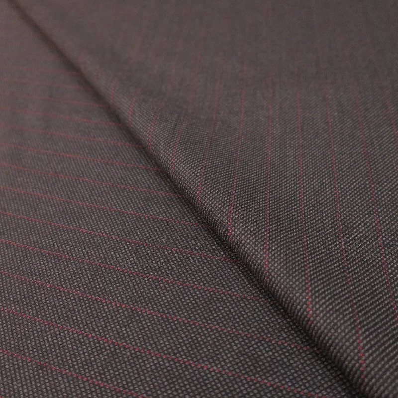 Slate Grey and Red Striped Windowpane Loro Piana Super 120's Wool Suiting Fabric Beach unclassified dresses