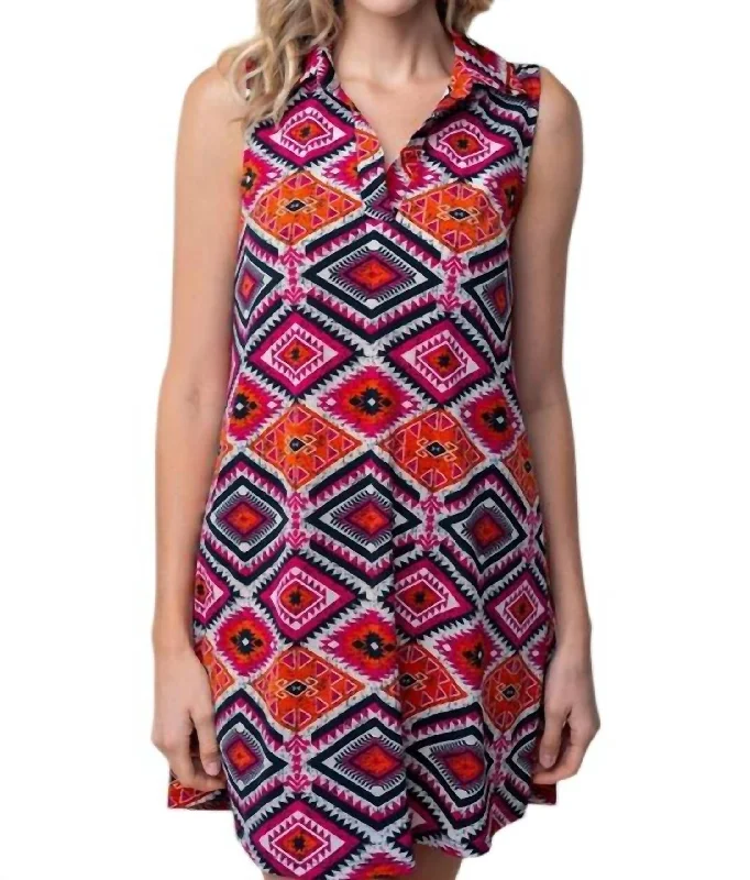 Sleeveless Aztec Print Knit Dress In Multi Elegant unclassified dresses