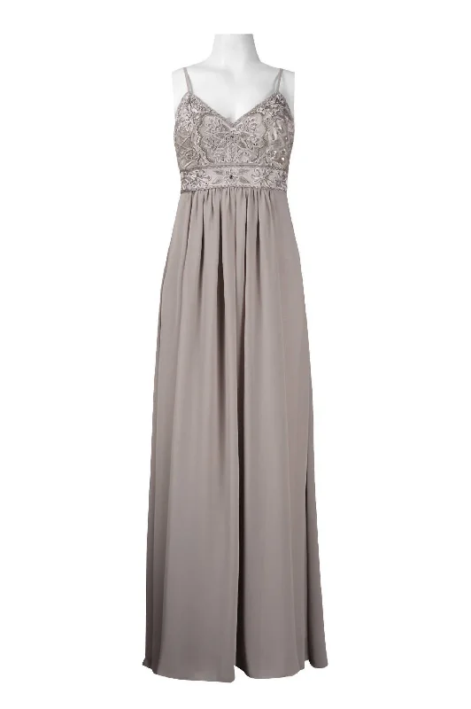 Spaghetti Strap Embellished A-Line Dress In Platinum Earthy tone unclassified dresses