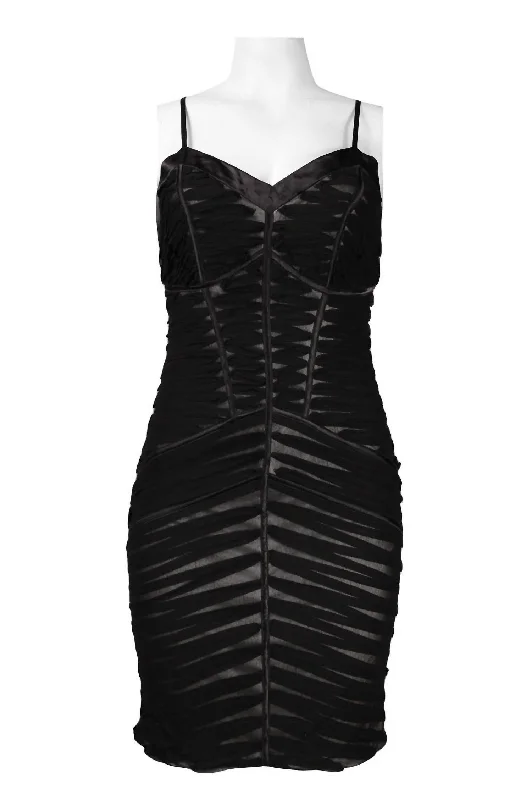 Spaghetti Strap Striped Mesh Sheath Dress In Black Fashionable unclassified dresses