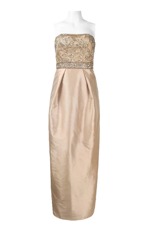 Strapless Embellished Taffeta Dress In Beige Women's unclassified dresses