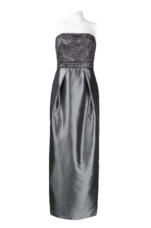 Strapless Embellished Taffeta Dress In Charcoal Stylish unclassified dresses