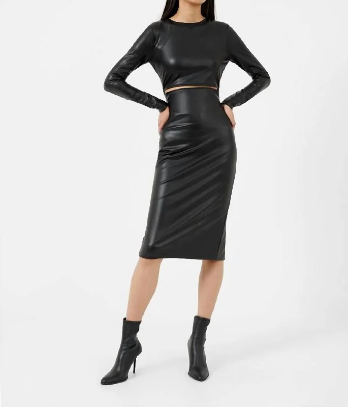 Trina Cut Out Midi Dress In Black Everyday Midi Skirt