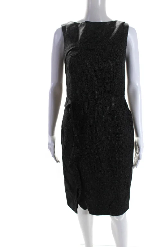 Valentino Womens Dark Brown Wool Crew Neck Zip Back Sleeveless Shift Dress Luxury unclassified dresses