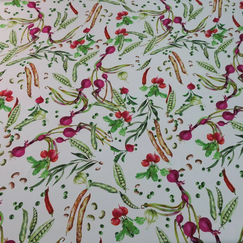 Vegetables on White Ground Printed Silk Charmeuse Fabric Sexy unclassified dresses