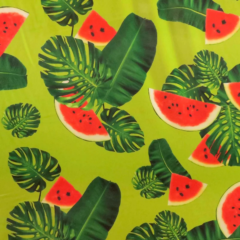 Watermelon and Leaves Patterned Printed Silk Printed unclassified dresses