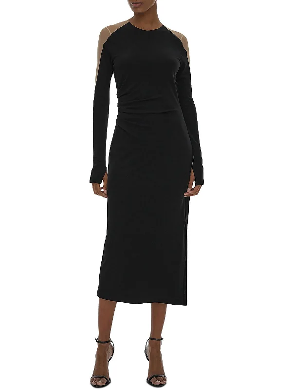 Womens Ruched Mid Calf Midi Dress Midi Skirt Trend