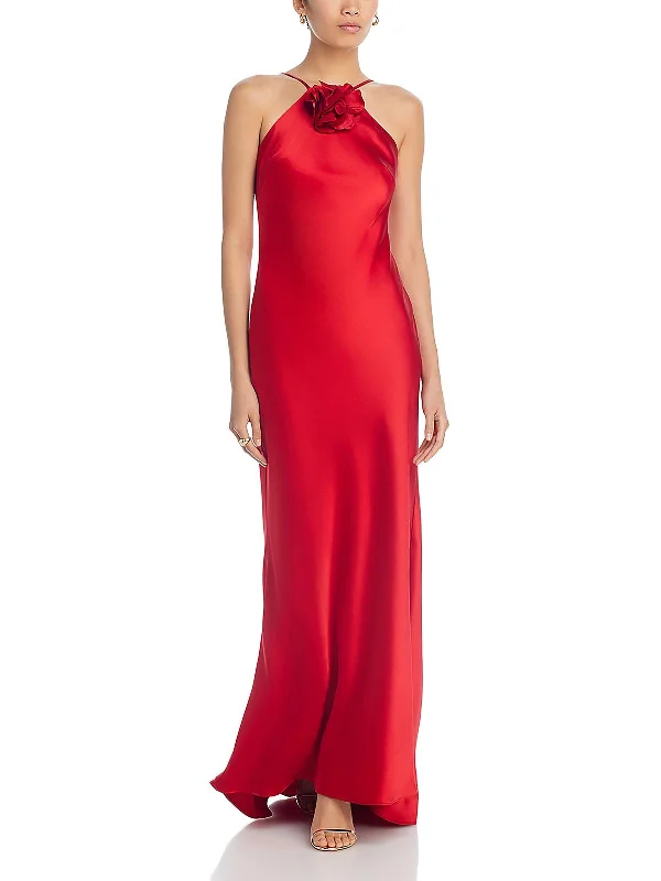 Womens Satin Sleeveless Evening Dress High-low unclassified dresses