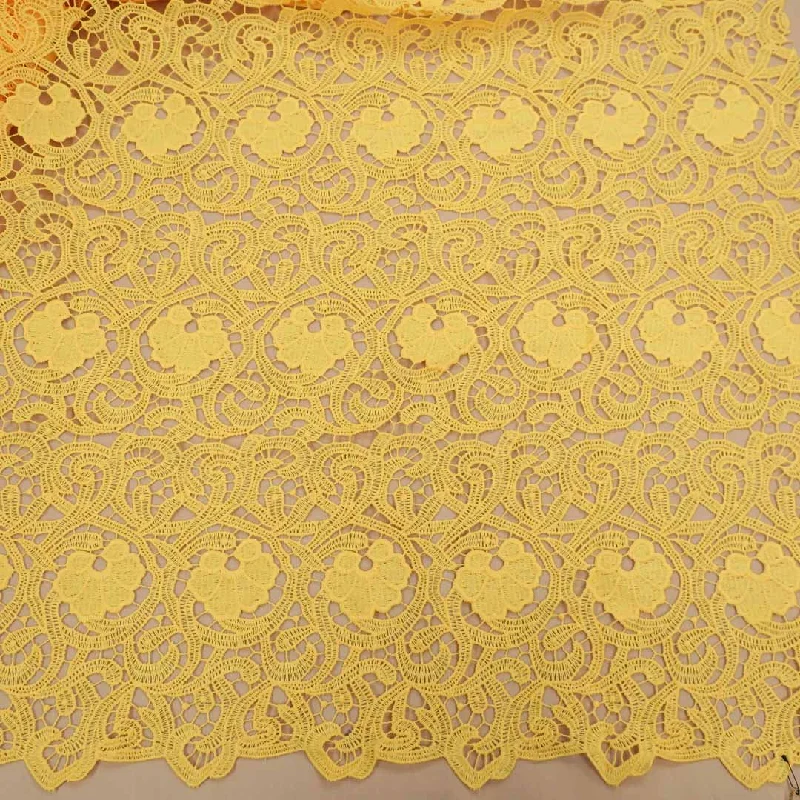 Yellow Abstract Embroidered Guipure Fabric Metallic unclassified dresses