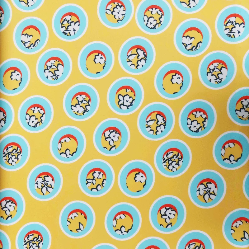 Yellow Background with Aqua Circles Crepe Printed Polyester Chic unclassified dresses