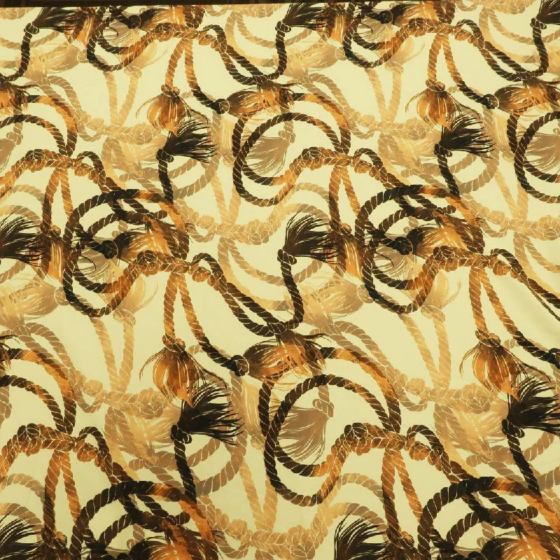 Yellow Background with Brown Rope Printed Fabric Discounted unclassified dresses