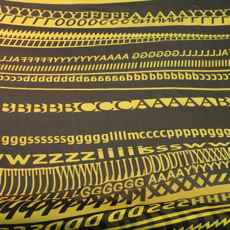 Yellow Letters on a Black Background Printed Silk Chiffon Fabric Sequin unclassified dresses