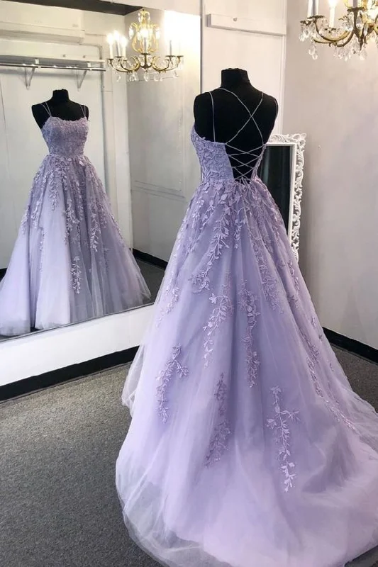 Gorgeous Backless Purple Lace Long Prom Dress 2020, Open Back Purple Formal Dress, Purple Lace Evening Dress, Purple Ball Gown,DS4101 Lace Dress Glamorous